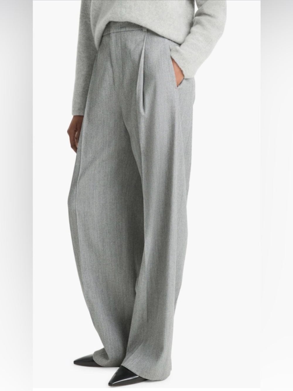 NWT Vince Light Gray Wool Wide-Leg Pleated Trousers High Rise Size 8